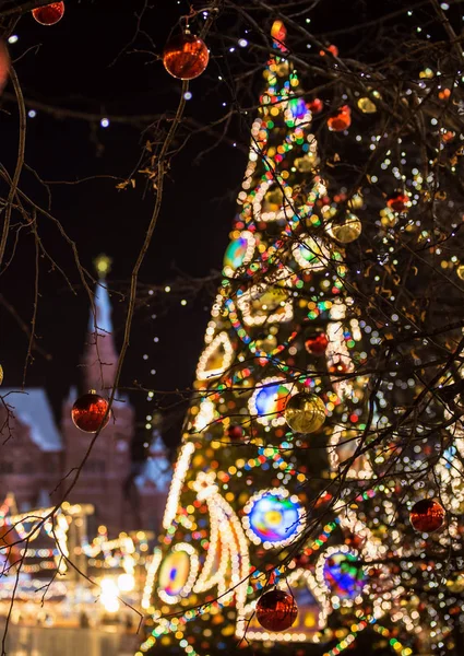 Árvore Ano Novo Praça Vermelha Moscou Decoração Festiva Cidade Moscou — Fotografia de Stock