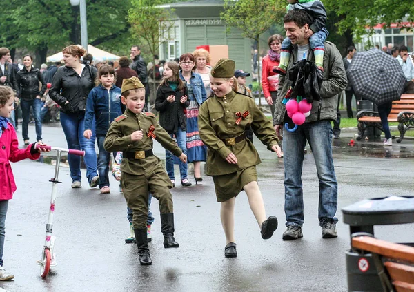 2012 Moscow Russia Children Military Uniform Put Celebration Victory Day — Stock Photo, Image