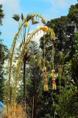 Binanın dekoratif otantik unsurları. Bali eski bir mimarisi. Endonezya seyahat.