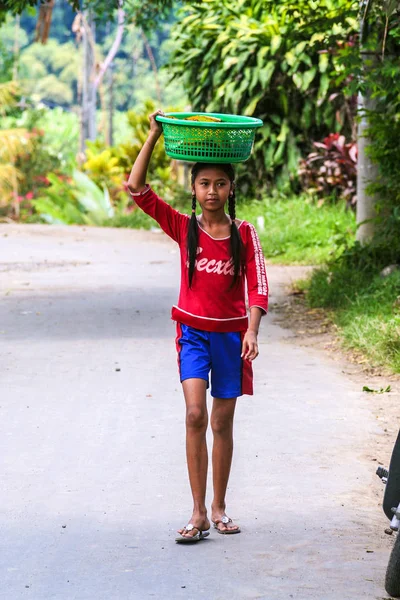 2009.10.07, Ubud, Bali. 2009.10.07, Ubud, Bali. Başında tam sepet olan kadın. Bali seyahat.