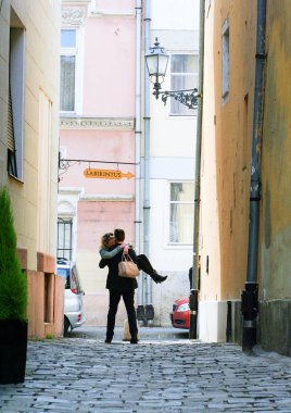 Budapeşte, Macaristan, 03.21.2014. Budapeşte hakkında yürümek bir çift aşk.