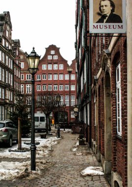 01.02.2011, Hamburg, Almanya. Dış Brahms Müzesi. Hamburg manzaraları.