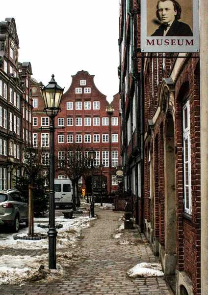 01.02.2011, Hamburg, Almanya. Dış Brahms Müzesi. Hamburg manzaraları.