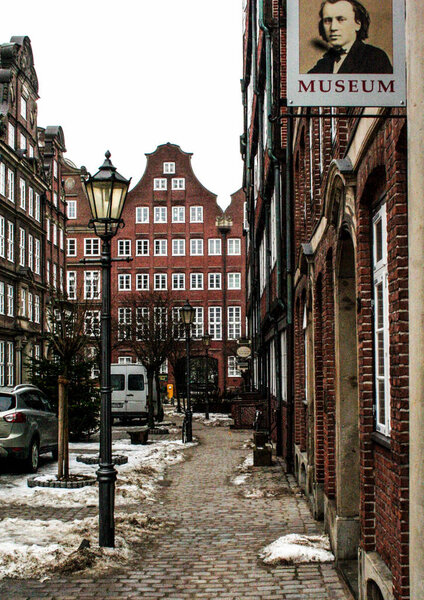 01.02.2011, Hamburg, Germany. Exterior of the Brahms museum. Sights of Hamburg.