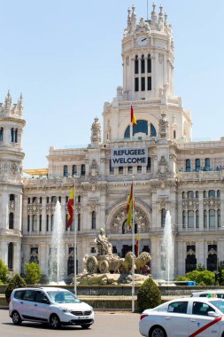 2017.05.31, Madrid, İspanya. İspanya mimarisi. Madrid mimarisi. Madrid Caddesi üzerinde taşıma.