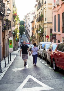 2017.05.31, Madrid, İspanya. İspanya mimarisi. Madrid mimarisi. İnsanlar Madrid sokak.
