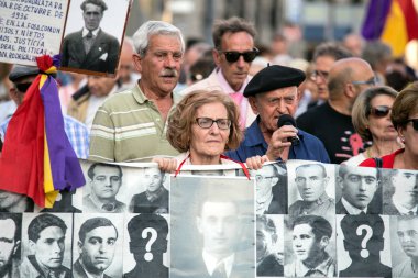 2017.06.01, Madrid, İspanya. Bir grup insan hakları için gösteri üzerinde. Cityscape Madrid.