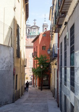 Madrid mimarisi. Madrid binanın dekoratif öğeler. İspanya manzaraları.