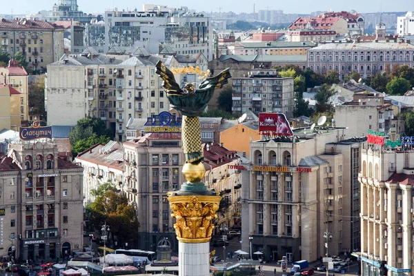 Vista Cidade Janela Hotel Ukraina Kiev Ucrânia 2011 Monumento Praça — Fotografia de Stock