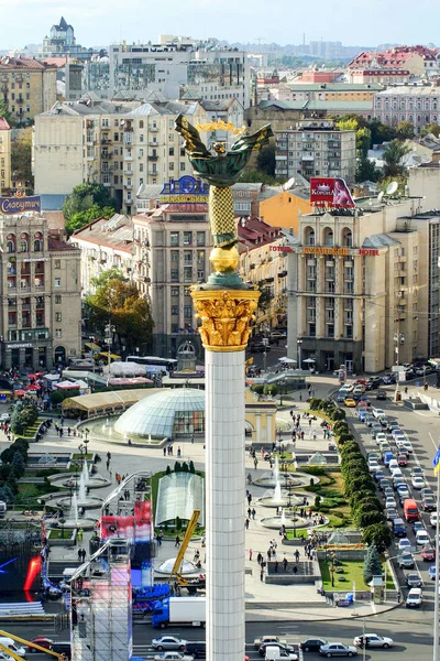 Vista Cidade Janela Hotel Ukraina Kiev Ucrânia 2011 Monumento Praça — Fotografia de Stock