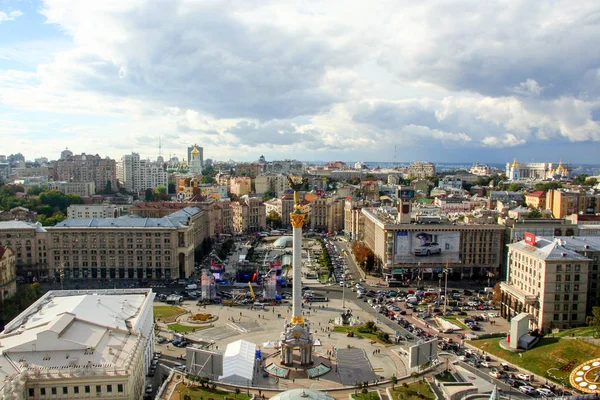 Vista Cidade Janela Hotel Ukraina Kiev Ucrânia 2011 Monumento Praça — Fotografia de Stock