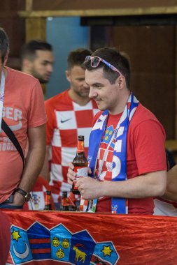 07.13.2018, Moscow, Rusya Federasyonu. Dünya Kupası 2018. Bu gece sokakta futbol taraftarları.