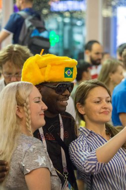 07.13.2018, Moscow, Rusya Federasyonu. Dünya Kupası 2018. Bu gece sokakta futbol taraftarları.