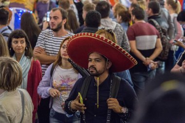 07.13.2018, Moscow, Rusya Federasyonu. Dünya Kupası 2018. Bu gece sokakta futbol taraftarları.