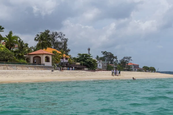 2018.02.24, Stone Town, Zanzibar, Tanzanya. Afrika çevresinde seyahat. Yelkenli gemi ufuk çizgisi arka plan üzerinde.