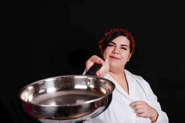 Curvy Chef Girl Prepairing Food — Stock Photo, Image
