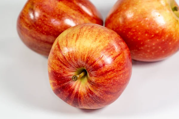 Rode Appels Wachten Worden Gegeten Keukentafel — Stockfoto