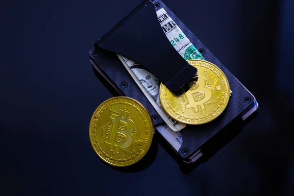 Fondo Banco Banca Facturas Bit Moneda Bits Negocio Bitcoin Icono — Foto de Stock