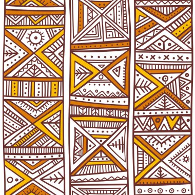 Kabile Afrika Dikişsiz desen etnik süsler ile boho tarzında. Yazdırılabilir ve kağıt, duvar kağıdı, tekstil, kumaş sarma olarak kullanılan, vb.