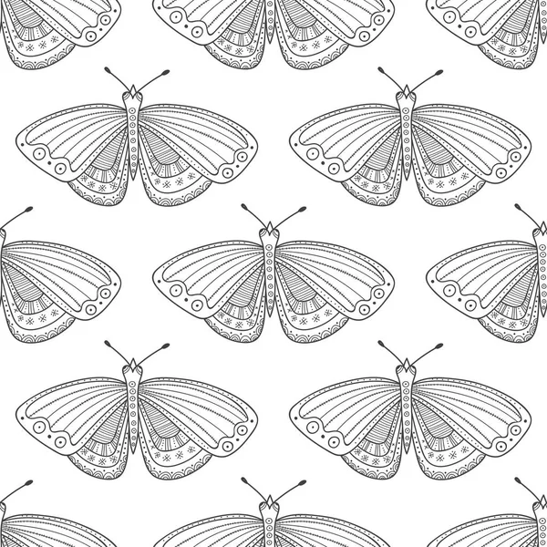 Schmetterlinge Nahtloses Muster Boho Stil Mit Ornamenten Kann Bedruckt Und — Stockvektor