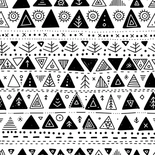 Vector Seamless Pattern Ethnic Tribal Boho Trendy Doodle Triangle Ornaments Royalty Free Stock Vectors