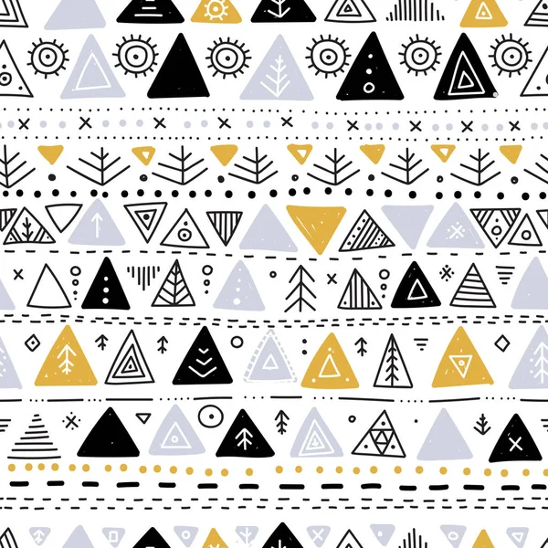 Vector Seamless Pattern Ethnic Tribal Boho Trendy Doodle Triangle Ornaments Royalty Free Stock Vectors