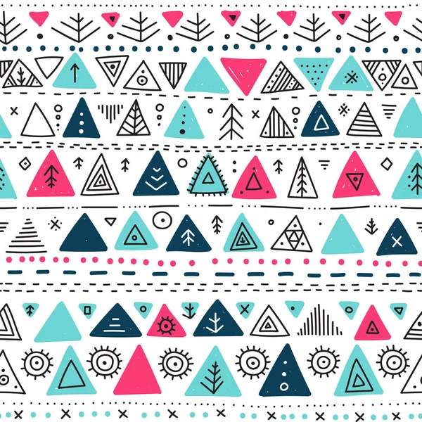 Vector Seamless Pattern Ethnic Tribal Boho Trendy Doodle Triangle Ornaments Royalty Free Stock Illustrations