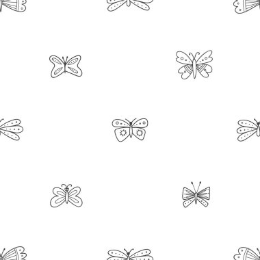 Kelebekler Boho tarzı süsler ile seamless modeli. Yazdırılabilir ve kağıt, duvar kağıdı, tekstil, kumaş sarma olarak kullanılan, vb.