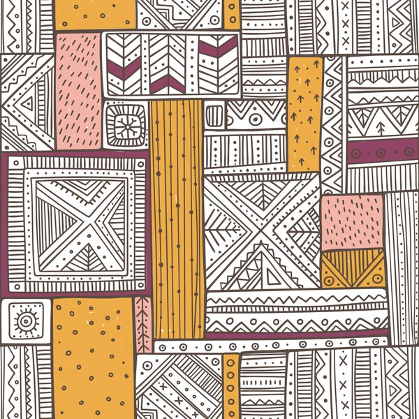 Patrón Tribal Sin Costuras Estilo Boho Con Ornamentos Étnicos Africanos — Vector de stock