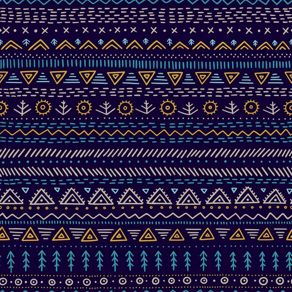 Patrón Sin Costura Vectorial Con Ornamentos Étnicos Moda Dibujados Mano — Vector de stock
