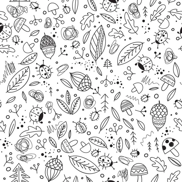 Cute Forest Elements Vector Seamless Pattern Can Printed Used Wrapping — Stock Vector