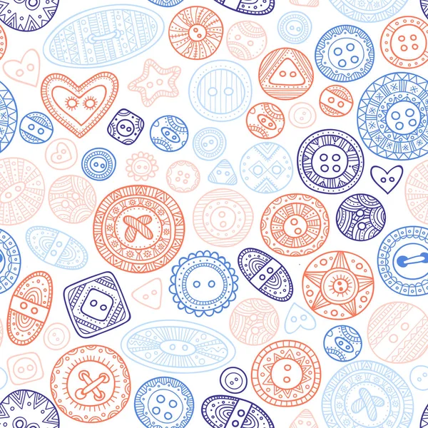 Vector Seamless Pattern Cloth Buttons Boho Style Sewing Needlework Can — Stock Vector