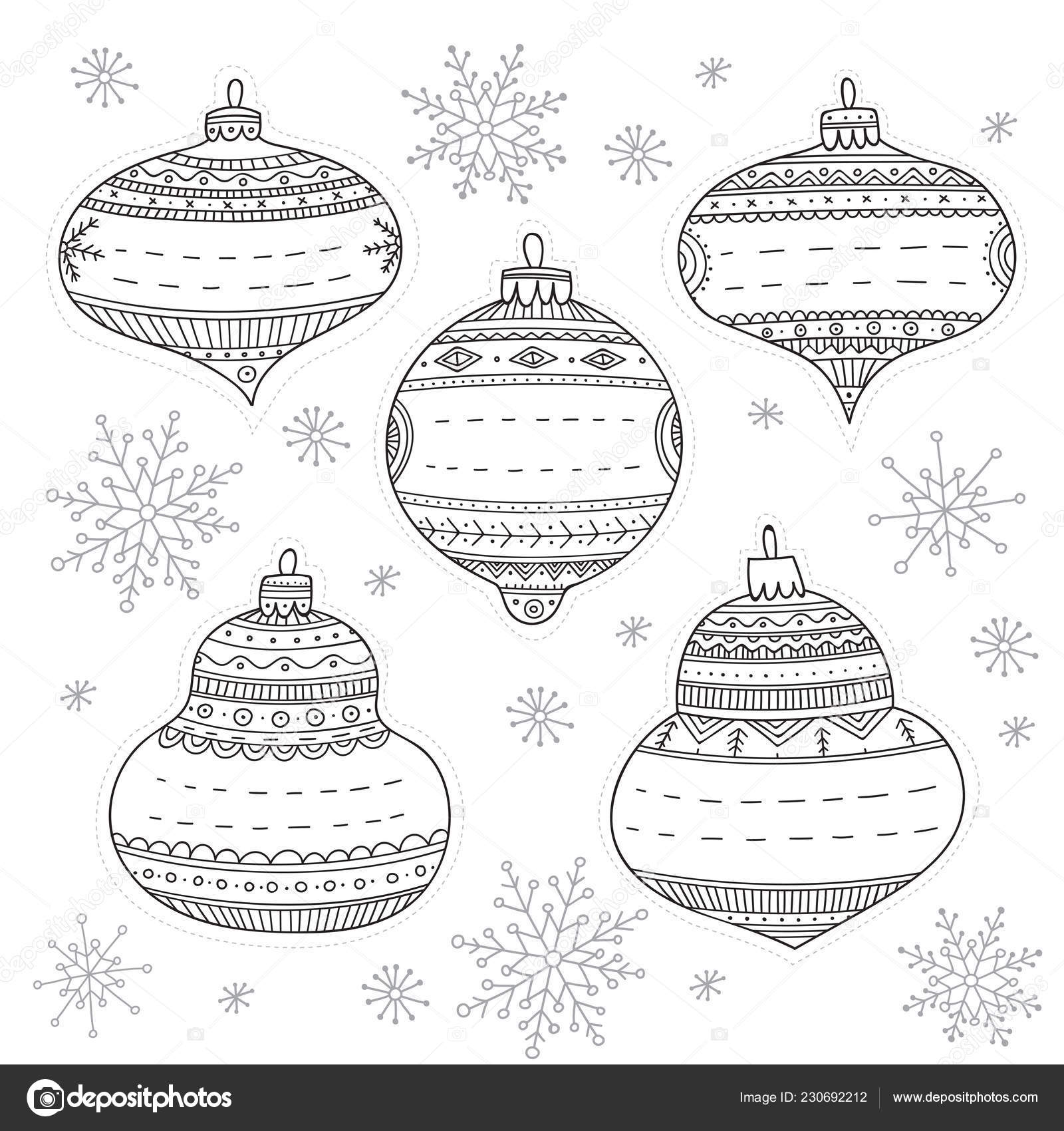 Vector Christmas Baubles Gift Tags Coloring Can Printed Used