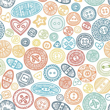 Vektör seamless modeli boho tarzı, dikiş, dikiş kumaş düğmeli. Yazdırılan ve olarak kullanılacak duvar kağıdı, Ambalaj Kağıt, kumaş, tekstil olabilir