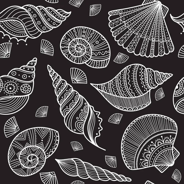 Vector Seamless Pattern Shells Ethnic Boho Style Ornaments Can Printed — Stock Vector