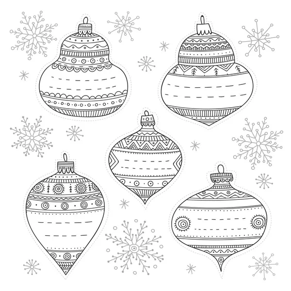 向量圣诞节小球礼物标签着色 可印刷和用于礼品和装饰 新年祝福 着色页 — 图库矢量图片