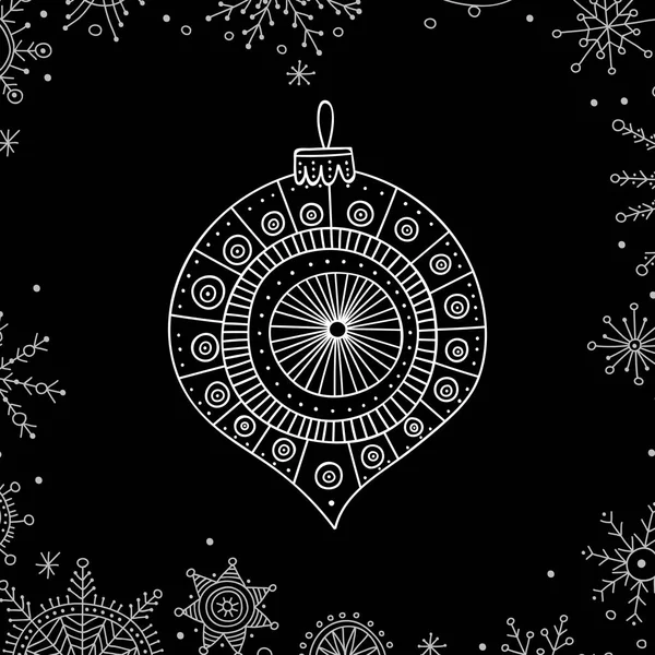 Vector Christmas Tree Decoration Bauble Line Art Boho Style Can — Stock Vector