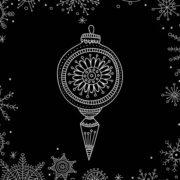 Vector Christmas Tree Decoration Bauble Line Art Boho Style Can — Stock Vector