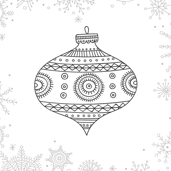 矢量圣诞节着色树装饰泡泡在博霍风格与装饰 可打印或用作着色页 设计模板 — 图库矢量图片