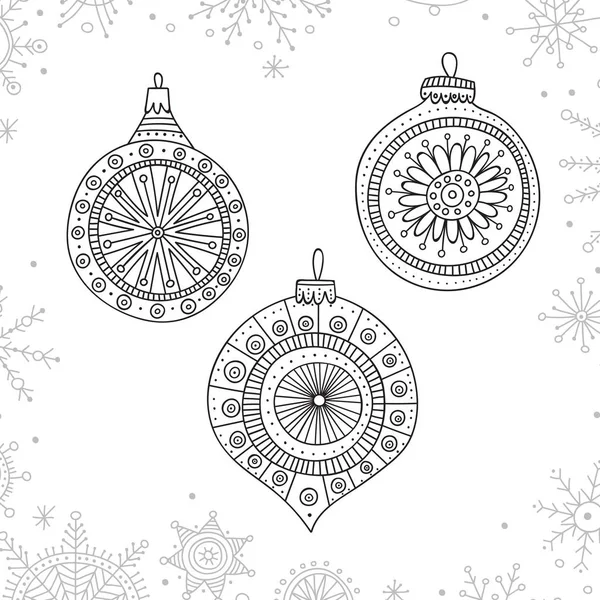 Vektor Vánoční Ozdoby Dekorace Čárové Grafiky Boho Stylu Vtipu Ornament — Stockový vektor