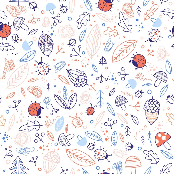 Cute Forest Elements Vector Seamless Pattern Can Printed Used Wrapping Royalty Free Stock Vectors