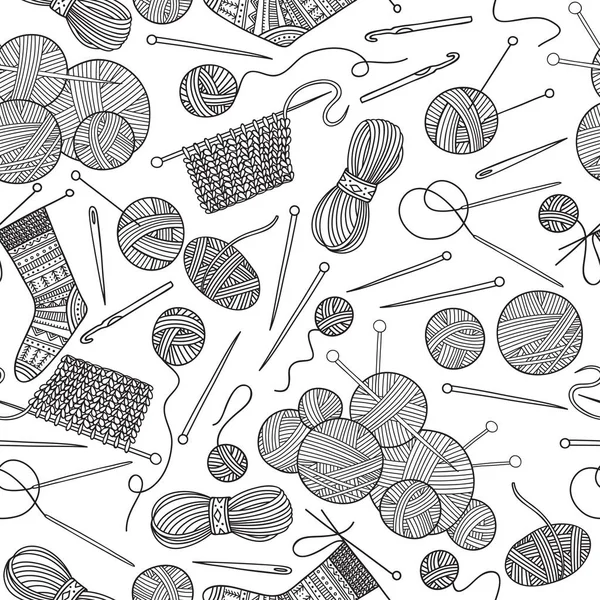 Vector Seamless Pattern Knitting Tools Yarn Can Printed Used Wrapping Stock Illustration