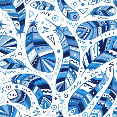 Boho tarzında tüyler Dikişsiz desen