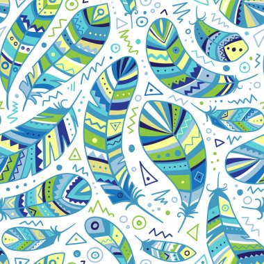 Boho tarzında tüyler Dikişsiz desen