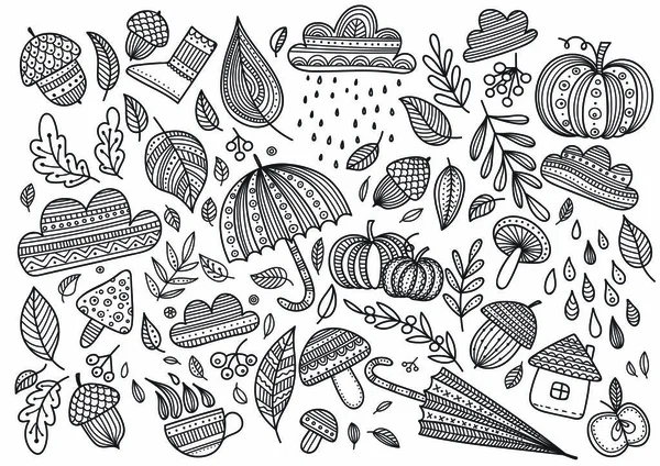 Vector autumn coloring page — Stock Vector