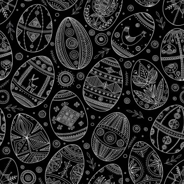 Geleneksel Ukrayna usulü paskalya yumurtaları. Yazdırılabilir ve ambalaj kağıdı, duvar kağıdı, tekstil, kumaş, kart olarak kullanılabilir