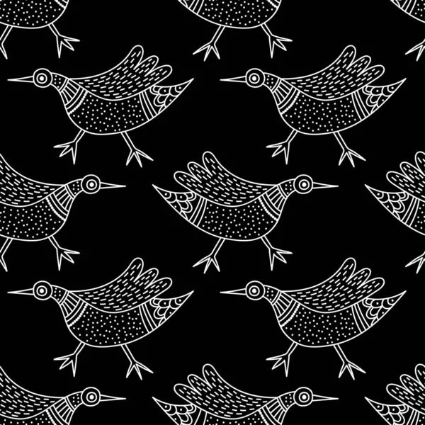 Motif Surface Sans Couture Avec Des Oiseaux Dans Style Gong — Image vectorielle