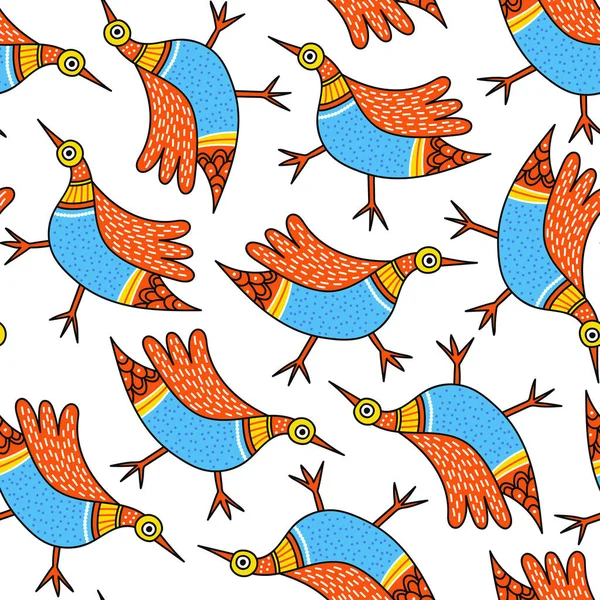 Motif Surface Sans Couture Avec Des Oiseaux Dans Style Gong — Image vectorielle