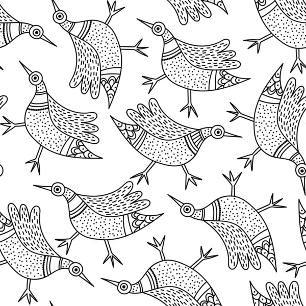 Motif Surface Sans Couture Avec Des Oiseaux Dans Style Gong — Image vectorielle