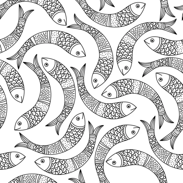 Motif Surface Sans Couture Avec Des Poissons Dans Style Gong — Image vectorielle